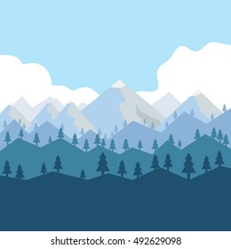 Vector Mountains Forest Landscape Early Daylight Stock Vector (royalty 