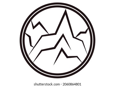 Icon of mountains and peaks in a circle.