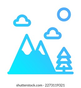 Icon Mountains, tree, forest, Holyday. editable file and color.