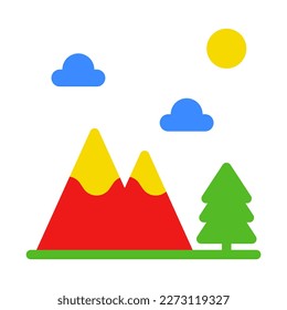 Icon Mountains, tree, forest, Holyday. editable file and color.