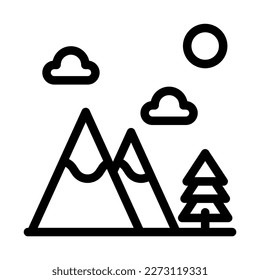 Icon Mountains, tree, forest, Holyday. editable file and color.