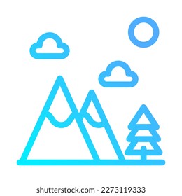 Icon Mountains, tree, forest, Holyday. editable file and color.
