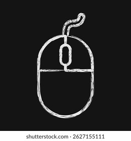 Icon mouse. Computer components elements. Icon in chalk style.