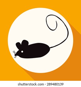 Icon Mouse on white circle with a long shadow