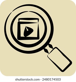 Icon Movie Search. related to Cinema symbol. hand drawn style. simple design illustration