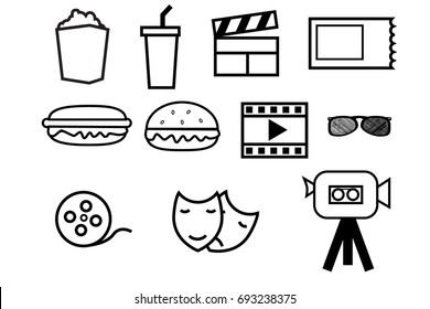 Icon : Movie / Teather Theme, Isolated on White