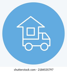Icono de mudanza a casa. adecuado para el símbolo educativo. estilo ojos azules. diseño simple editable. vector de plantilla de diseño. ilustración simple