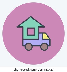 Icon Moving Home. suitable for education symbol. color mate style. simple design editable. design template vector. simple illustration