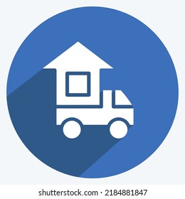 Icon Moving Home. suitable for education symbol. long shadow style. simple design editable. design template vector. simple illustration