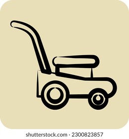 Icono Mower. adecuado para el símbolo Garden. estilo dibujado a mano. diseño simple editable. vector de plantilla de diseño. ilustración simple
