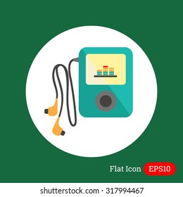 Icon of mp3 player with in-ear headphones