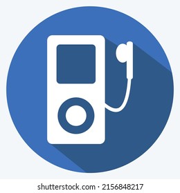 Icon Mp3 Player. suitable for music symbol. long shadow style. simple design editable. design template vector. simple symbol illustration