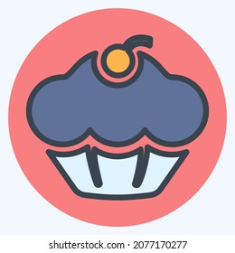 Icon Muffin - Color Mate Style - Simple illustration, Editable stroke, Design template vector, Good for prints, posters, advertisements, announcements, info graphics, etc.