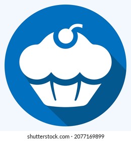 Icon Muffin - Long Shadow Style - Simple illustration, Editable stroke, Design template vector, Good for prints, posters, advertisements, announcements, info graphics, etc.