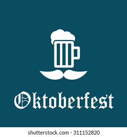 icon mug with beer and moustache - greeting card Oktoberfest design