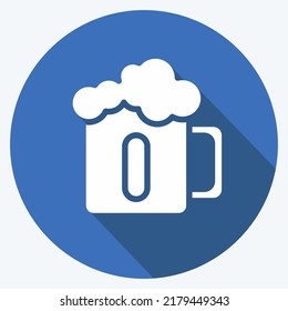 Icon Mug of Beer. suitable for Drink symbol. long shadow style. simple design editable. design template vector. simple symbol illustration