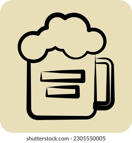 Icon Mug Of Beer. suitable for education symbol. hand drawn style. simple design editable. design template