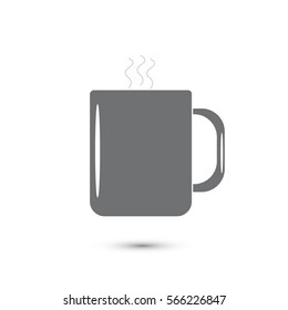 Icon mug with a hot drink on a white background gray