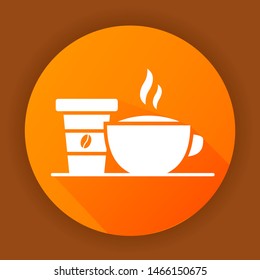 Icon mug and plastic cup with hot coffee.Flat vector illustration.