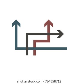 Icon, multi-colored arrows, motion script