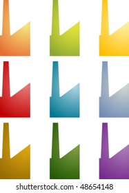 Icon multicolored set of factory industry illustration clipart