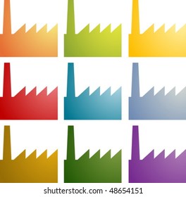 Icon multicolored set of factory industry illustration clipart