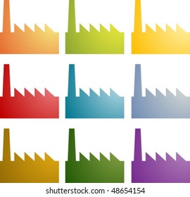 Icon multicolored set of factory industry illustration clipart