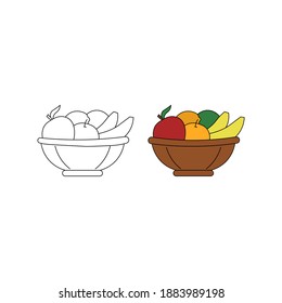 Icon of multicolored tasty fruits and berries. Vector illustration eps 10