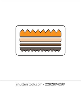 Icon of a multi-layer springless mattress with massage corrugated layers. Isolated color vector image.
