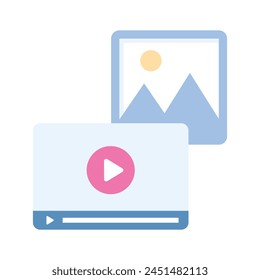 Icon of Multimedia in modern design style, video with play symbol on it