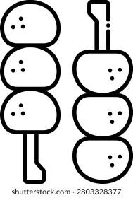 Icon of multiple dango rice cake balls on skewer sticks representing traditional Japanese festival confection sold at stalls