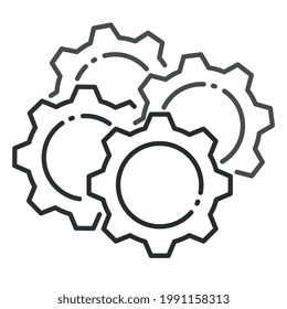 Icono de múltiples engranajes girando entre sí.