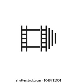 Icon of multiple video clips icon. Editing, film strip, cinematography. Production concept. Can be used for topics like multimedia, movie, playlist