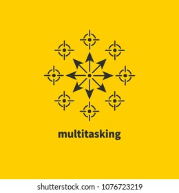 Icon Multitasking, Multi Tasking, Abstract Business Logo, Marketing, Management. Vector Illustration