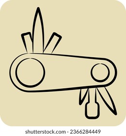 Symbol Multitool für Fahrradsymbol. handgezeichnet. einfaches Design bearbeitbar. einfache Abbildung