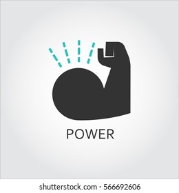 Icon of muscle hand. Willpower, business, healthy lifestyle concept. Vector graphics in flat style. Shape pictograph for websites, mobile apps and other design needs