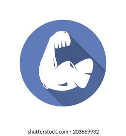 Icon of a muscular arm. Vector illustration. flat style