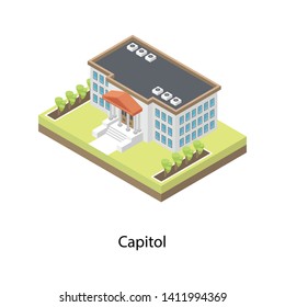 
Icon of museum in isometric design 
