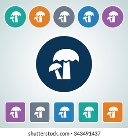 Icon of Mushrooms in Multi Color Circle & Square Shape. Eps-10.