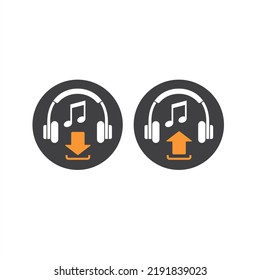 icon of music or audio download and upload, vector art.