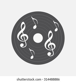icon music, music CD, an icon for mobile devices music, fully editable vector image