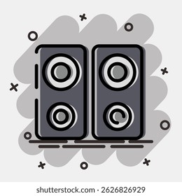 Icon music device. Computer components elements. Icon in comic style.