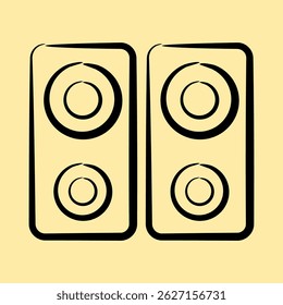 Icon music device. Computer components elements. Icon in hand drawn style.