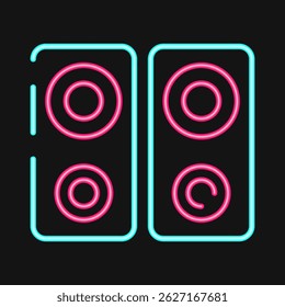 Icon music device. Computer components elements. Icon in neon style.