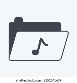 Icon Music Folder. suitable for music symbol. glyph style. simple design editable. design template vector. simple symbol illustration