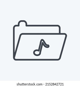 Icon Music Folder. suitable for music symbol. line style. simple design editable. design template vector. simple symbol illustration