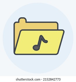 Icon Music Folder. suitable for music symbol. color mate style. simple design editable. design template vector. simple symbol illustration