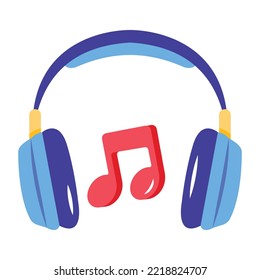 Icon of music headphones flat design