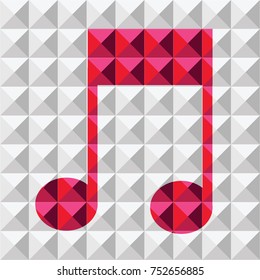 Icon, music icon, note in the form of a polygon pattern, geometric shape, triangle, vector illustration