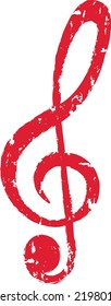 icono de nota de música color rojo clef sobre fondo blanco